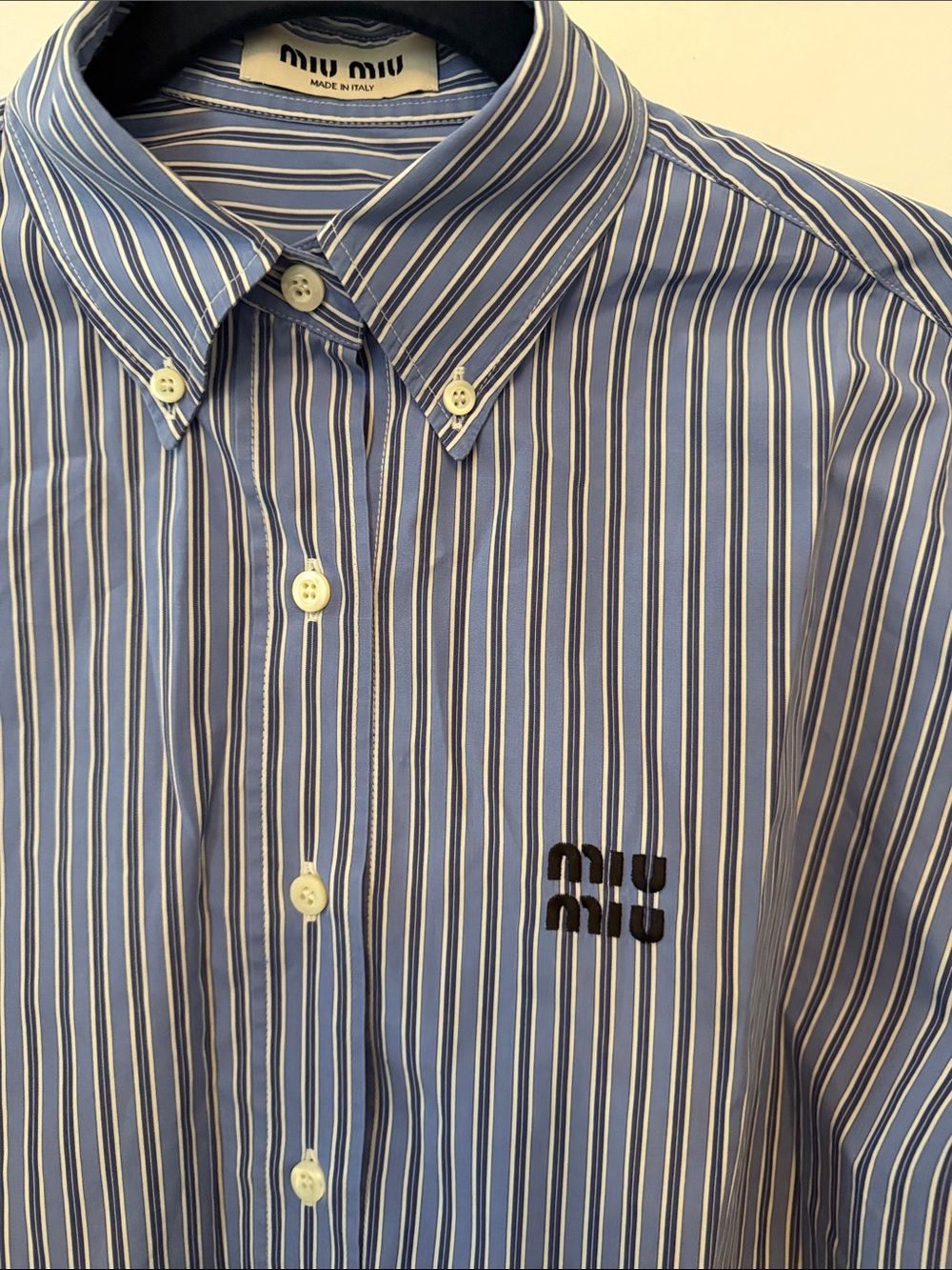 Miu Miu Blue Striped Cotton Cropped - Picture 2 of 12